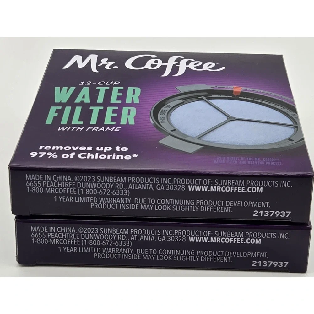 Mr Coffee 12 Cup Water‎ Filter With Frame Charcoal Replacement Lot of 2 New